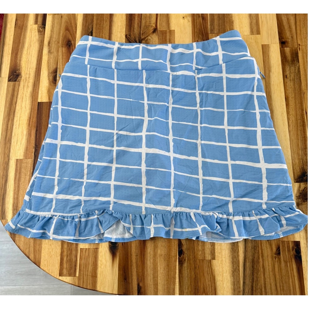 IBKÜL Skort Women S Blue Good Grid Ruffle UPF 50+ Sun Protection Activewear